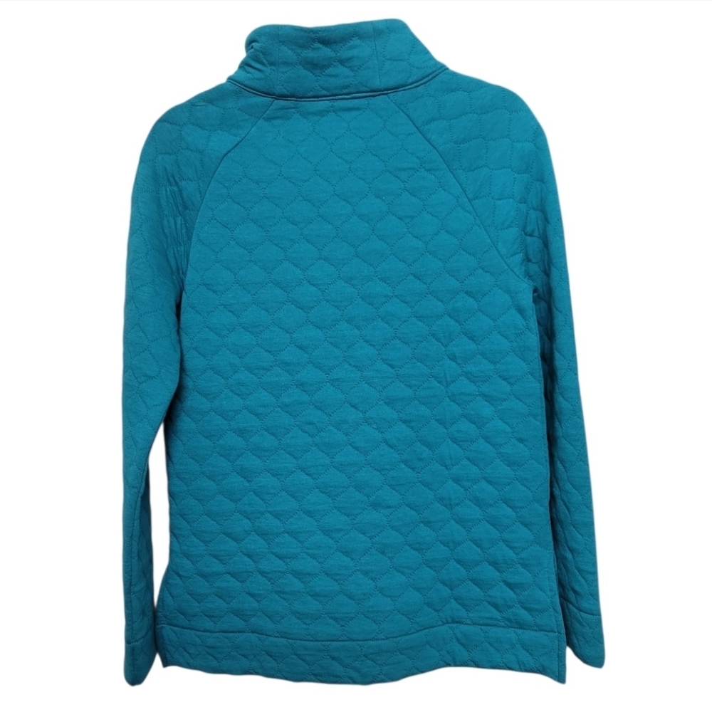 NWT T by Talbots Asymmetrical Zip Quilted Pullover Turquoise/Teal - Picture 6 of 11